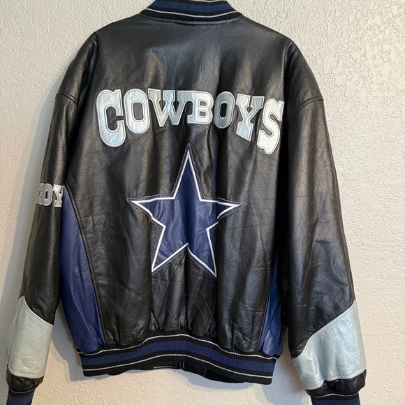 Vintage Dallas Cowboys Leather Jacket G-III Sports Carl Banks L NFL Full Leather - Picture 6 of 10